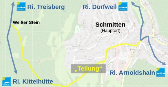 TaunusRunde Hhenluft (radtouristische Runde um Schmitten), Variante der Teilung